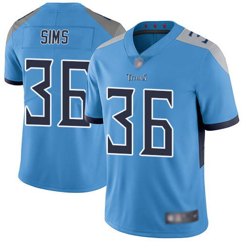 Tennessee Titans Limited Light Blue Men LeShaun Sims Alternate Jersey NFL Football #36 Vapor Untouchable